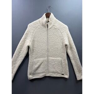 Natural Reflections Full Zip Sweater Womens Cream Popcorn Knit Mock Neck M